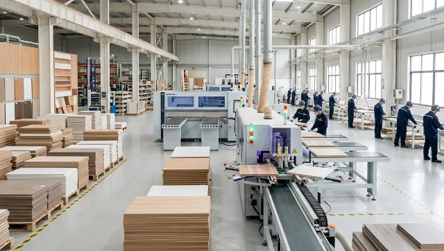 Cabinet production line in the factory